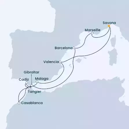 Italia, Francia, Spagna, Gibilterra, Marocco