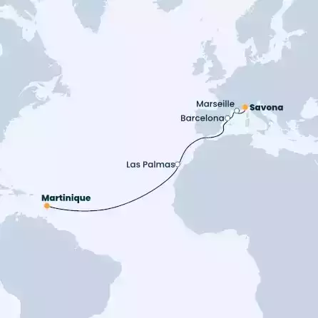 COSTA FASCINOSA - Itinerario di 12 notti partendo da SAVONA il 15/05/2022 - Italia, Francia, Spagna, Grecia, Malta