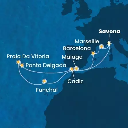 COSTA FORTUNA - Itinerario di 13 notti partendo da SAVONA il 11/05/2025 - Italia, Spagna, Madera, Isole Azzorre, Francia
