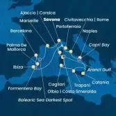 Italia, Corsica (Francia), Isole Baleari, Spagna, Francia