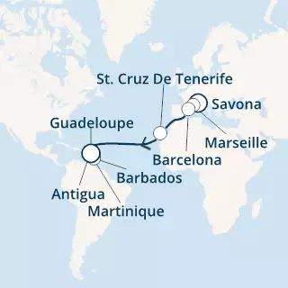 COSTA FAVOLOSA - Itinerario di 14 notti partendo da SAVONA il 06/12/2020 - Italia, Francia, Spagna, Isole Canarie, Antille