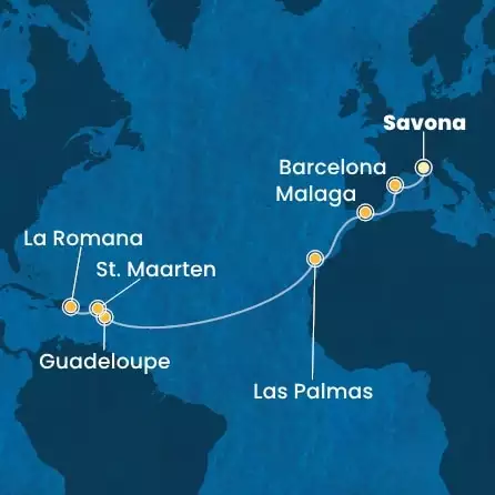 COSTA FASCINOSA - Itinerario di 14 notti partendo da SAVONA il 05/12/2026 - Italia, Spagna, Isole Canarie, Antille, Repubblica Dominicana