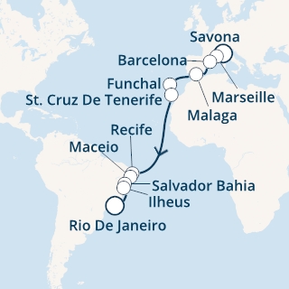 Italia, Francia, Spagna, Madera, Isole Canarie, Brasile