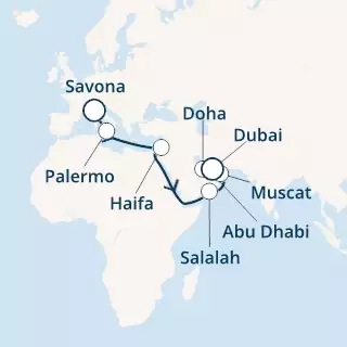 COSTA PACIFICA - Itinerario di 19 notti partendo da SAVONA il 28/11/2021 - Italia, Oman, Emirati Arabi Uniti