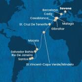 Italia, Spagna, Gibilterra, Marocco, Isole Canarie, Capo Verde, Brasile