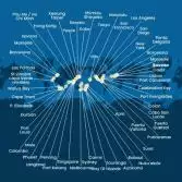 Italia, Francia, Spagna, Portogallo, Isole Azzorre, Stati Uniti, Florida (USA), Panama, Stati Uniti, Hawai, Nuova Zelanda