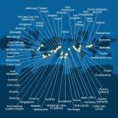 Italia, Francia, Spagna, Portogallo, Isole Azzorre, Stati Uniti, Florida (USA), Panama, Stati Uniti, Hawai, Nuova Zelanda