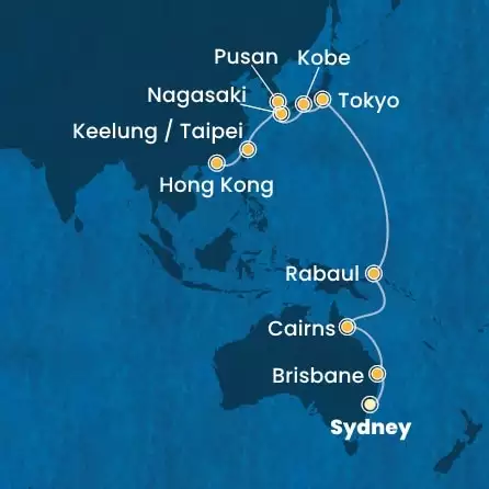 COSTA DELIZIOSA - Itinerario di 25 notti partendo da SYDNEY il 22/01/2026 - Australia, Giappone, Sud Korea, Taiwan, Cina