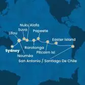 Australia, Hawai, Fiji, Tonga, Polinesia, Cile