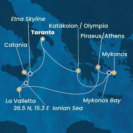 COSTA FASCINOSA - Itinerario di 6 notti partendo da TARANTO il 27/07/2025 - Grecia, Malta, Italia