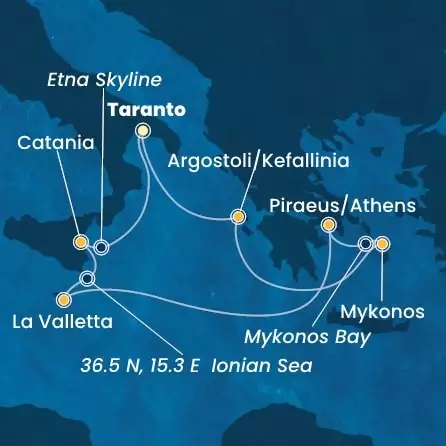COSTA FASCINOSA - Itinerario di 6 notti partendo da TARANTO il 17/08/2025 - Grecia, Malta, Italia