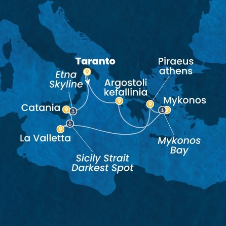 COSTA FASCINOSA - Itinerario di 6 notti partendo da TARANTO il 07/06/2026 - Grecia, Malta, Italia