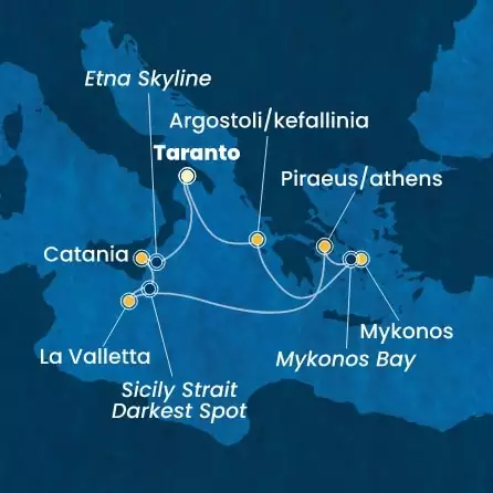 COSTA FASCINOSA - Itinerario di 6 notti partendo da TARANTO il 28/06/2026 - Grecia, Malta, Italia