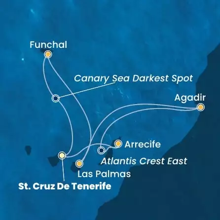 COSTA FORTUNA - Itinerario di 6 notti partendo da ST. CRUZ DE TENERIFE il 19/01/2026 - Isole Canarie, Marocco, Madera