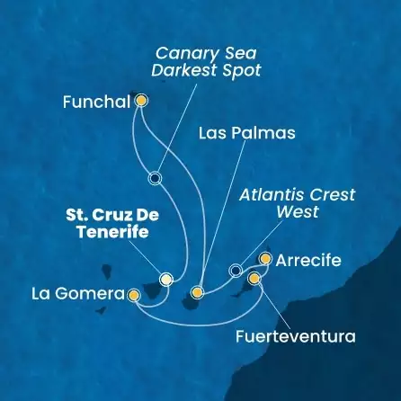 COSTA FORTUNA - Itinerario di 6 notti partendo da ST. CRUZ DE TENERIFE il 16/03/2026 - Isole Canarie, Spagna, Madera