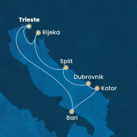 COSTA DELIZIOSA - Itinerario di 5 notti partendo da Trieste il 15/11/2025 - Italia, Montenegro, Croazia