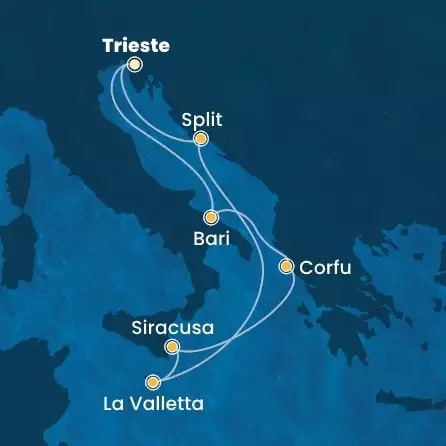 COSTA DELIZIOSA - Itinerario di 6 notti partendo da TRIESTE il 03/10/2026 - Italia, Grecia, Malta, Croazia