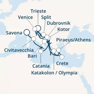 COSTA DELIZIOSA - Itinerario di 12 notti partendo da TRIESTE il 26/12/2020 - Italia, Croazia, Montenegro, Grecia