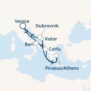COSTA DELIZIOSA - Itinerario di 6 notti partendo da VENEZIA il 27/10/2019 - Italia, Grecia, Montenegro, Croazia