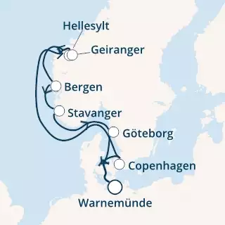 COSTA FAVOLOSA - Itinerario di 6 notti partendo da WARNEMÜNDE il 21/06/2019 - Germania, Danimarca, Norvegia