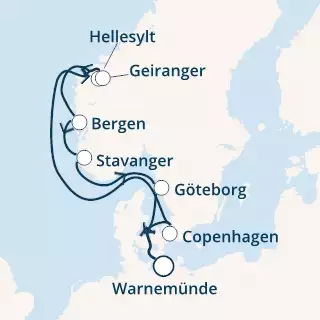 COSTA FASCINOSA - Itinerario di 6 notti partendo da WARNEMÜNDE il 10/07/2020 - Germania, Danimarca, Norvegia