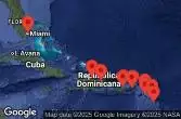 Porto Rico, Antigua e Barbuda, Guadalupa, Isole Vergini britanniche, Rep. Dominicana, Stati Uniti, Isole Vergini americane, Saint-Barthélemy, Saint Kitts e Nevis, Emirati Arabi Uniti
