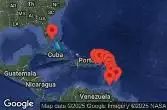 Barbados, Grenada, Saint Lucia, Martinica, Saint-Barthélemy, Isole Vergini britanniche, Stati Uniti, Isole Vergini americane, Antigua e Barbuda, Guadalupa, Porto Rico, Spagna