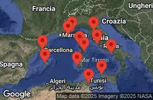 EXPLORA II - Itinerario di 15 notti partendo da Rome (Civitavecchia) il 04/08/2025 - Italia, Tunisia, Spagna, Francia, Monaco