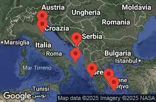EXPLORA I - Itinerario di 8 notti partendo da Fusina (Venice) il 09/08/2025 - Italia, Croazia, Grecia, Spagna
