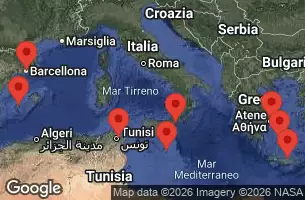 EXPLORA I - Itinerario di 10 notti partendo da Piraeus (Athens) il 24/04/2026 - Grecia, Italia, Malta, Tunisia, Spagna