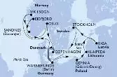 Warnemunde,Gdynia,Klaipeda,Riga,Stockholm,Copenhagen,Warnemunde,Vik i Sogn,Eidfjord,Sandnes,Oslo,Copenhagen,Warnemunde