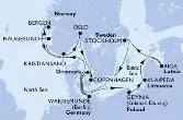 Copenhagen,Warnemunde,Haugesund,Bergen,Kristiansand,Oslo,Copenhagen,Warnemunde,Gdynia,Klaipeda,Riga,Stockholm,Copenhagen
