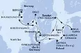 Warnemunde,Haugesund,Bergen,Kristiansand,Oslo,Copenhagen,Warnemunde,Gdynia,Klaipeda,Riga,Stockholm,Copenhagen,Warnemunde