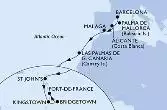 Barcelona,Palma de Mallorca,Alicante,Malaga,Las Palmas de G.Canaria,St John s,Kingstown ,Bridgetown,Fort de France