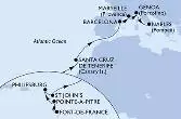 Fort de France,Pointe-a-Pitre,Philipsburg,St John s,Santa Cruz de Tenerife,Barcelona,Marseille,Genoa,Naples