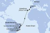 Santos,Rio de Janeiro,Ilheus,Salvador,Maceio,Funchal,Lisbon