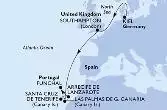 Kiel,Southampton,Las Palmas de G.Canaria,Santa Cruz de Tenerife,Arrecife de Lanzarote,Funchal