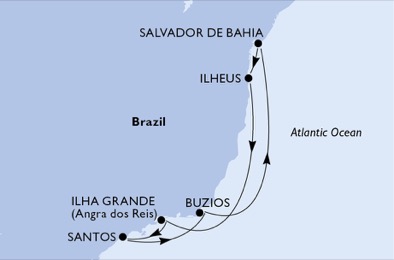 Santos, Buzios, Salvador da Bahia, Ilheus, Ilha Grande, Santos