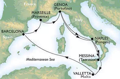 MSC SEAVIEW - Itinerario di 9 notti partendo da GENOVA il 10/06/2018 - Italia, Malta, Spagna, Francia