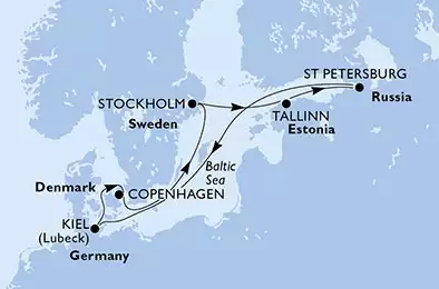 MSC PREZIOSA - Itinerario di 7 notti partendo da COPENHAGEN, DENMARK il 06/05/2018 - Danimarca, Svezia, Estonia, Russia, Germania