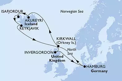 MSC MERAVIGLIA - Itinerario di 11 notti partendo da HAMBURG, GERMANY il 20/05/2018 - Germania, Regno Unito, Islanda