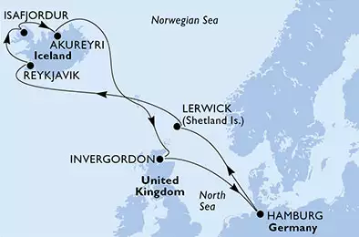 MSC MERAVIGLIA - Itinerario di 11 notti partendo da HAMBURG, GERMANY il 29/07/2018 - Germania, Regno Unito, Islanda