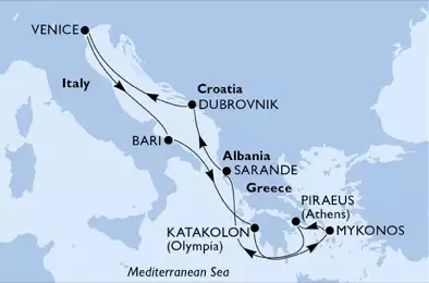 MSC POESIA - Itinerario di 7 notti partendo da BARI il 23/09/2018 - Italia, Grecia, Albania, Croazia