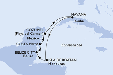 Cuba, Honduras, Belize, Messico