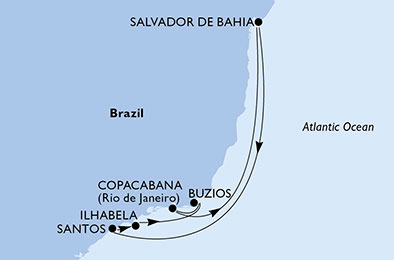 Santos, Ilhabela, Buzios, Copacabana, Salvador da Bahia, Santos