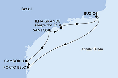 Santos, Ilha Grande, Buzios, Porto Belo, Camboriu, Santos