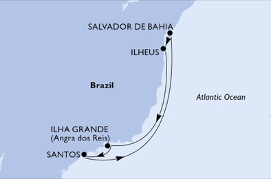 Santos, Salvador da Bahia, Ilheus, Ilha Grande, Santos