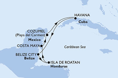 Cuba, Belize, Honduras, Messico