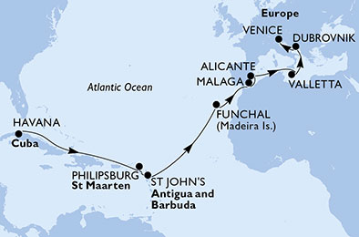 Cuba, St. Maarten, Antigua-Barbuda, Portogallo, Spagna, Malta, Croazia, Italia