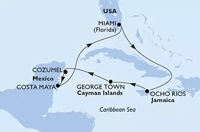 MSC SEASIDE - Itinerario di 7 notti partendo da MIAMI, UNITED STATES il 27/01/2018 - USA, Giamaica, Isole Cayman, Messico